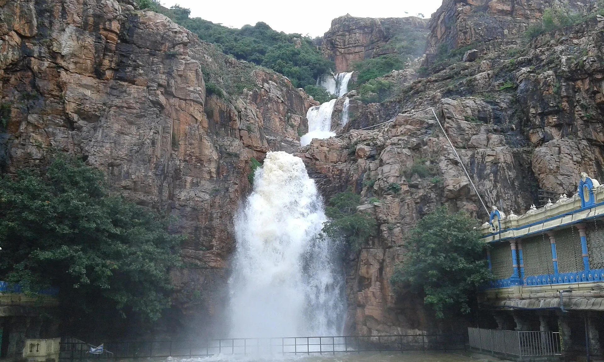 The waterfall and temple tank at Kapila Theertham, Tirupati
