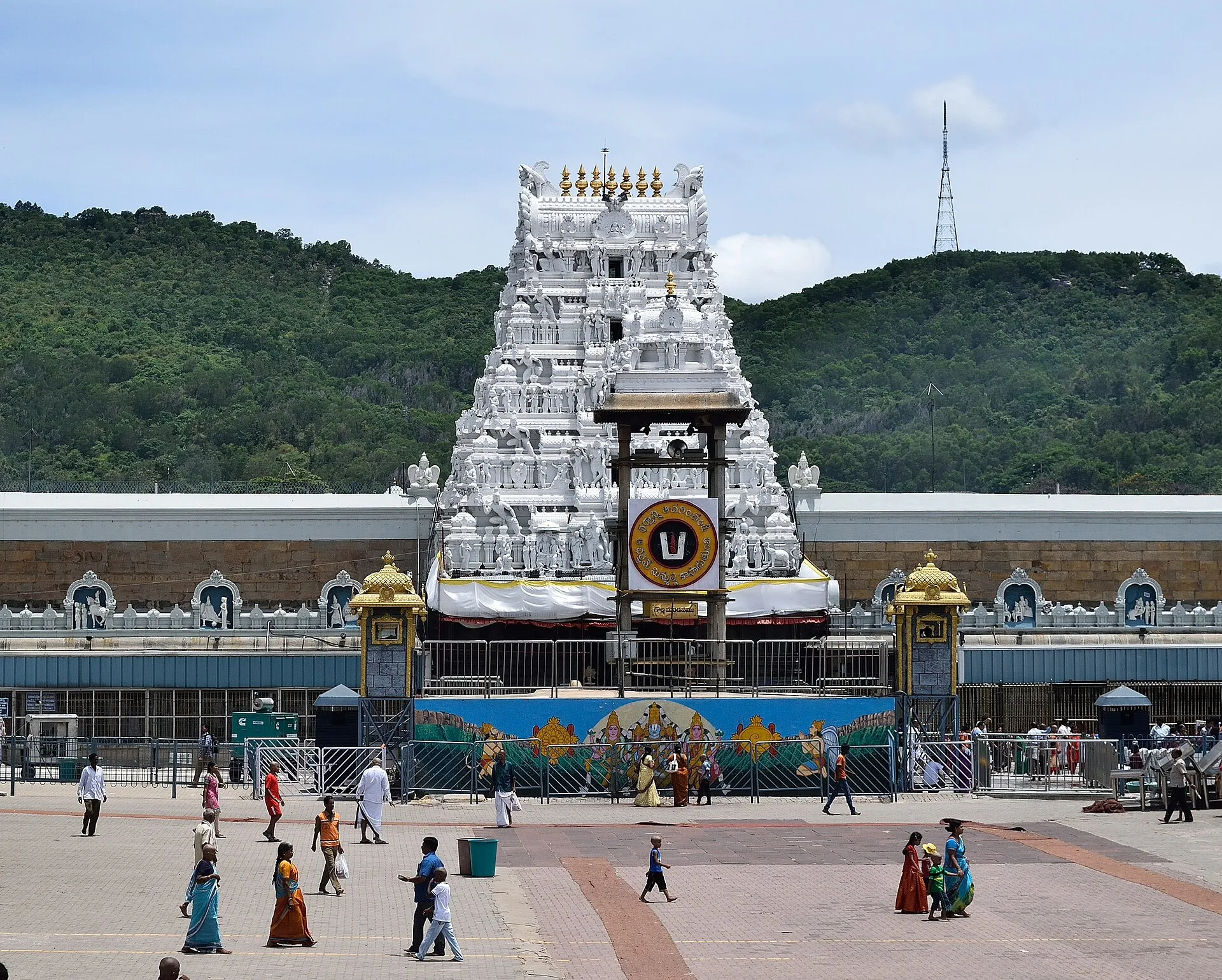The entrance gopuram of the Sri Venkateswara temple at Tirumala