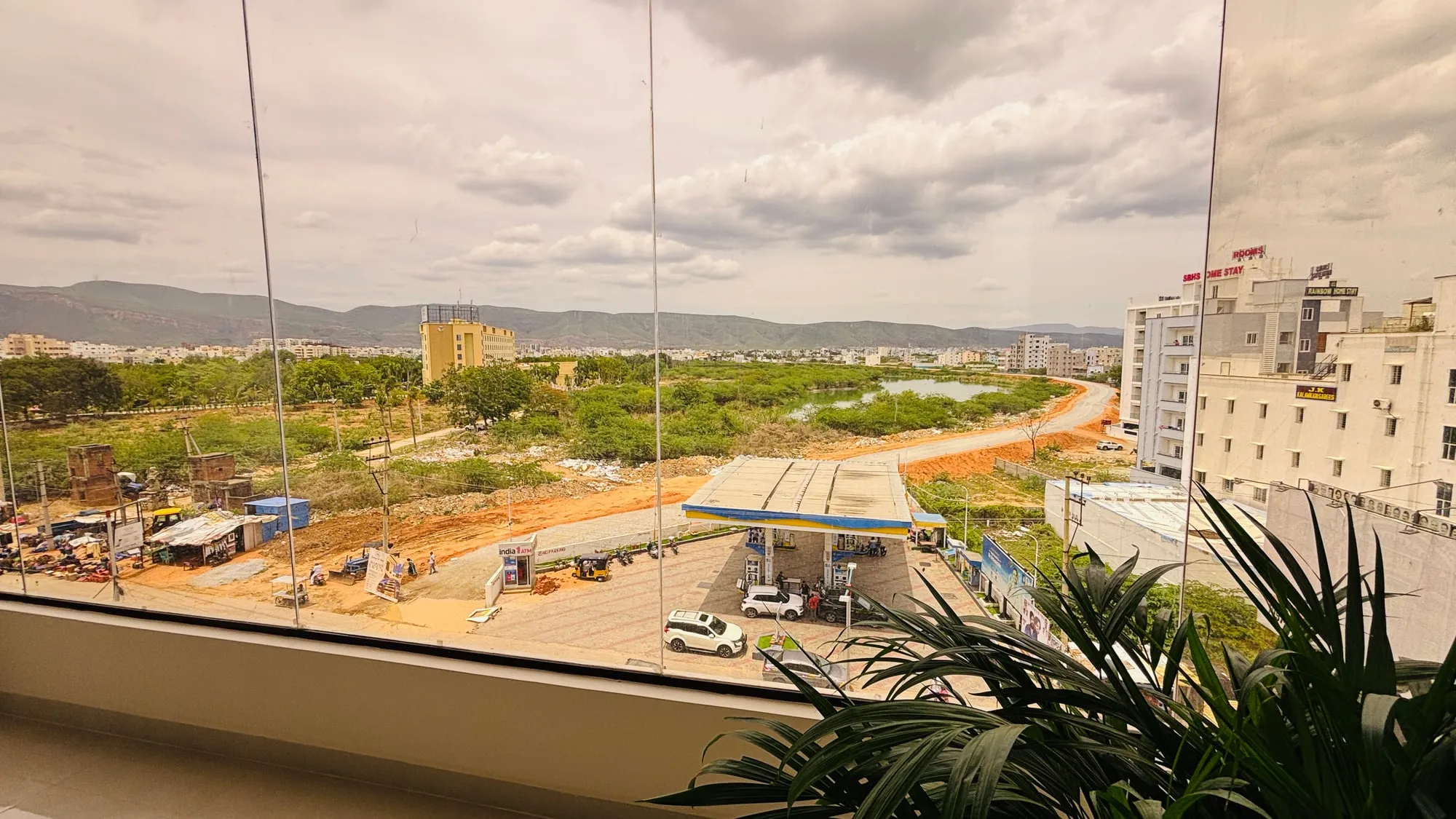 View towards the Tirumala hills from an upper floor